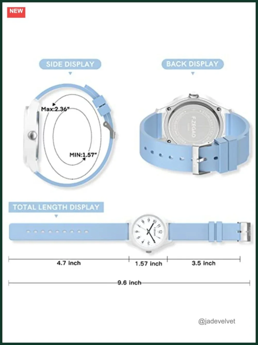 Large Dial Waterproof Women's Watch Easy Read 40mm Silicone Band Japanese Quartz